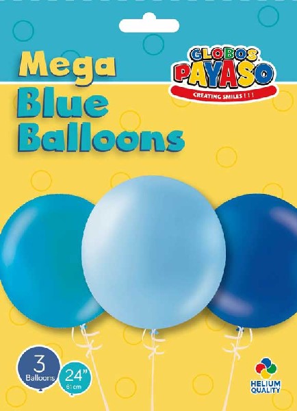 3PK (3) 24IN ASST BLUE BALLOONS