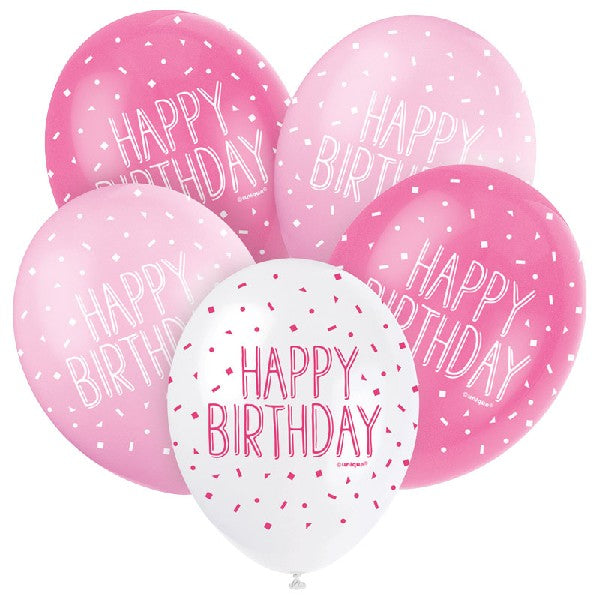 Pink Happy Birthday Balloons