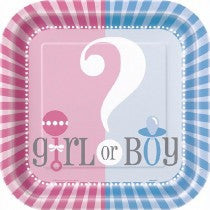 9IN GENDER REVEAL SQUARE PLATES