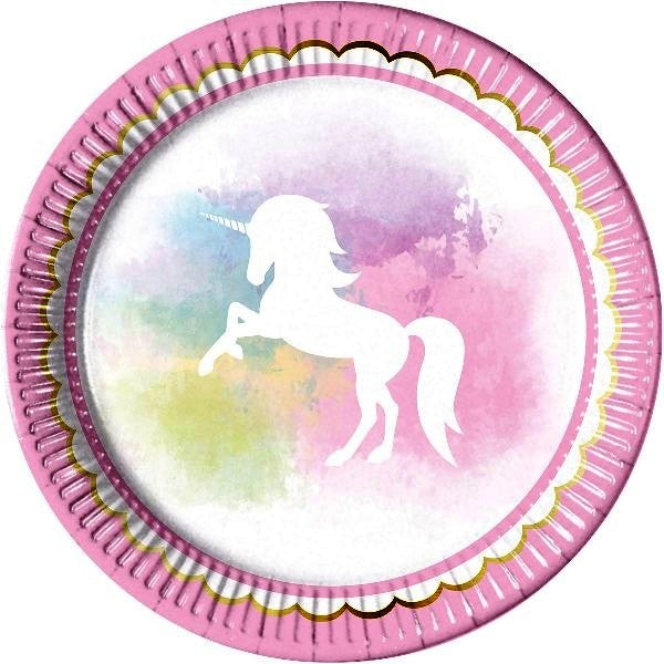 8pk Unicorn 9 inch Plates