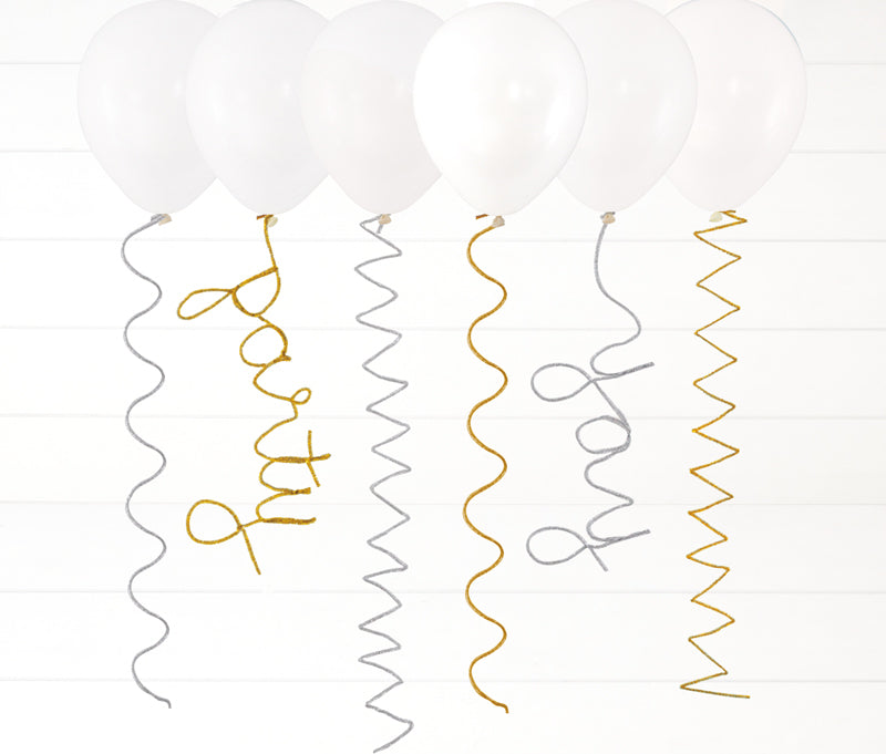 6PK SILVER & GOLD PIPE CLEANER BALLOON TAILS